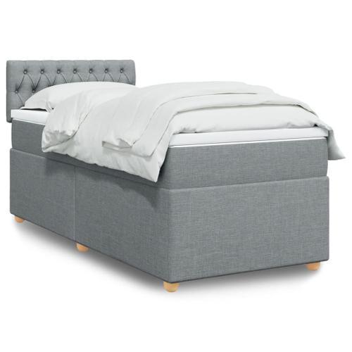 Vidaxl Sommier À Lattes De Lit Avec Matelas Gris Clair 90x200 Cm Ti... on Productcaster.