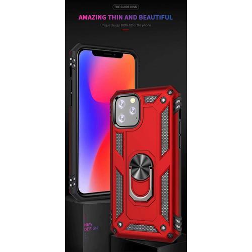 Coque Iphone 11 Pro Max Avec Aimant Anneau Support, 360° Double Cou... on Productcaster.