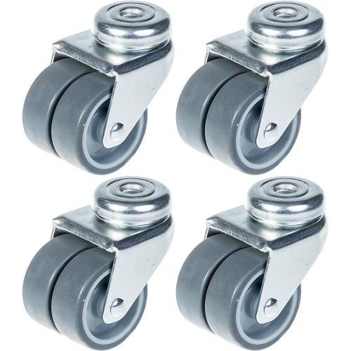 50mm 2" twin wheel castor grey rubber swivel 280kg capacity, set of 4 on Productcaster.