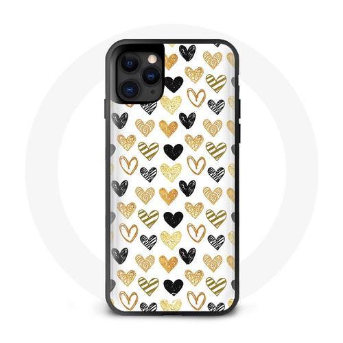 Coque Iphone 11 Pro Max Black Gold Hearts on Productcaster.