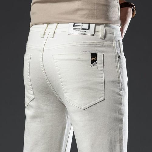 Jean Blanc En Coton De Style Classique Pour Homme,Pantalon Slim Fit... on Productcaster.