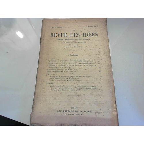 La Revue Des Idées N°98 - 9eme Année 15 Octobre 1912 on Productcaster.