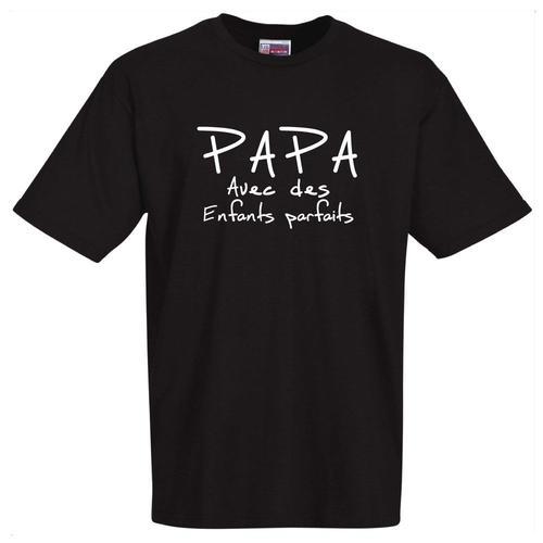 T-Shirt Noir Papa Enfants Parfaits on Productcaster.