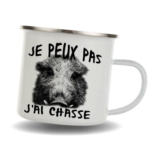 Mug Chasseurs - Je Peux Pas J'ai Chasse - Mug Tasse En Inox Emaillée on Productcaster.