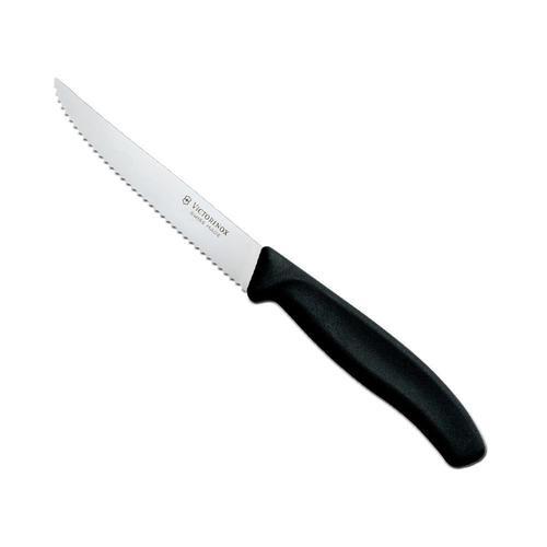 Couteau Steack Victorinox Lame Crantee 11 Cm Manche Noir Ou Bleu on Productcaster.