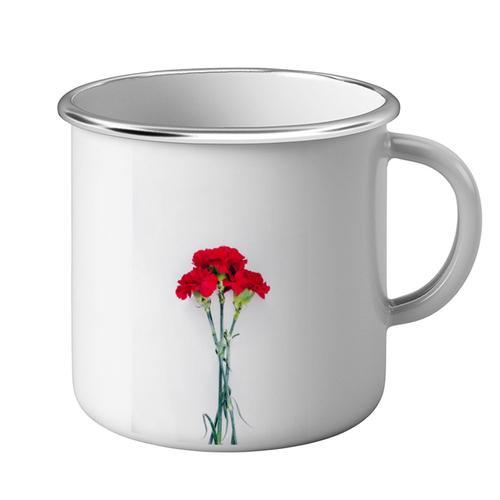 Mug Métal Tasse Trois Oeillets Rouge Sur Fond Blanc Fleurs Nature C... on Productcaster.