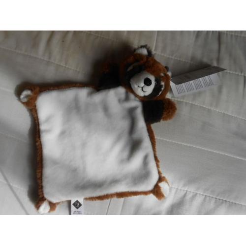 Doudou Raton Laveur Panda Ours Plat Losange Blanc Marron Tex Baby C... on Productcaster.