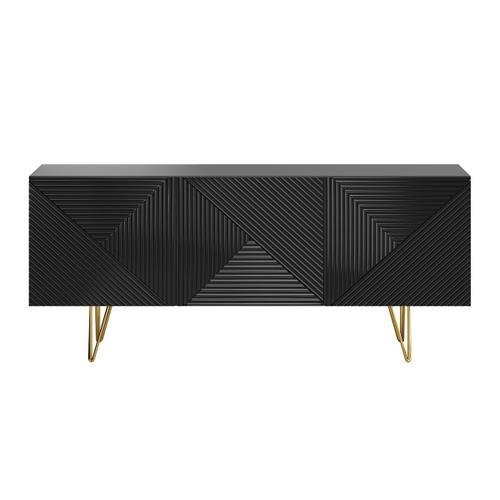 Buffet Design Noir Et Dor? 3 Portes L160 Cm Ozen on Productcaster.