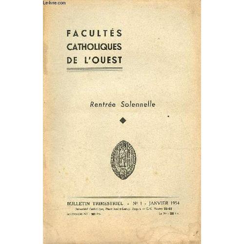 Facultés Catholiques De L Ouest Rentrée Solennelle N°1 Janvier 1954... on Productcaster.