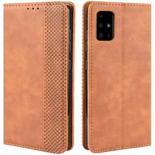 Coque Pour Samsung Galaxy M51, Housse À Rabat En Retro Pu Cuir Flip... on Productcaster.