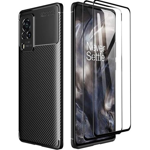 Coque Pour Vivo X60 Pro 5g + 2 Verre Trempé, Fibre De Carbone Silic... on Productcaster.