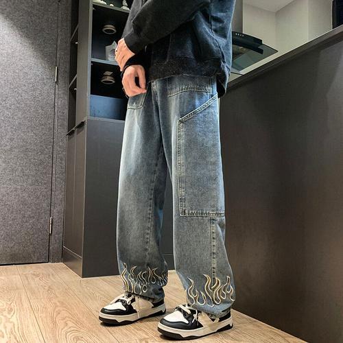 Jean Baggy Brodé Pour Homme,Streetwear,Denim Droit,Vêtements De Mar... on Productcaster.