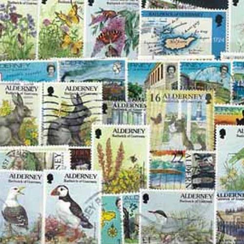 Collection De Timbres Alderney Oblitérés : Qté - 50 Timbres Différe... on Productcaster.