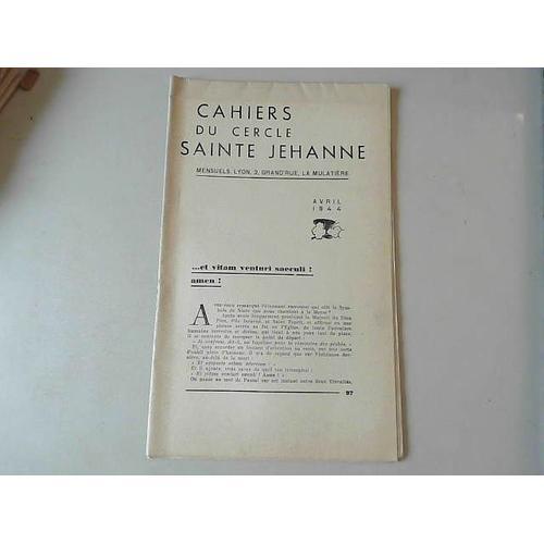 Cahiers Du Cercle Sainte Jehanne Mensuels Avril 1944 on Productcaster.