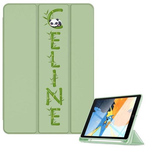 Housse Ipad 5 Et 6 Ecran 9,7" Vert Avec Votre Prenom Bambou Et Panda on Productcaster.