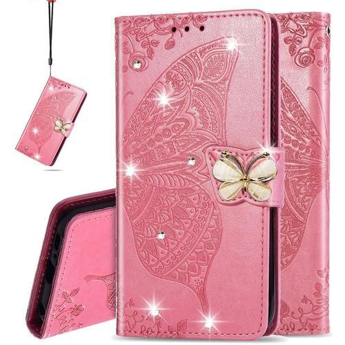 Portefeuille Case Pour Samsung Note 10+, Diamant Papillon En Relief... on Productcaster.