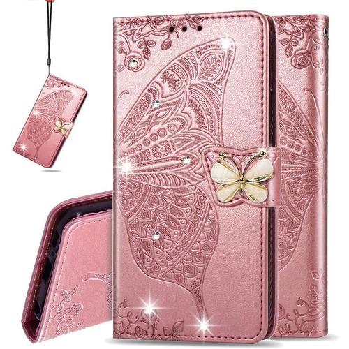 Portefeuille Case Pour Xiaomi Redmi 9a, Diamant Papillon En Relief ... on Productcaster.