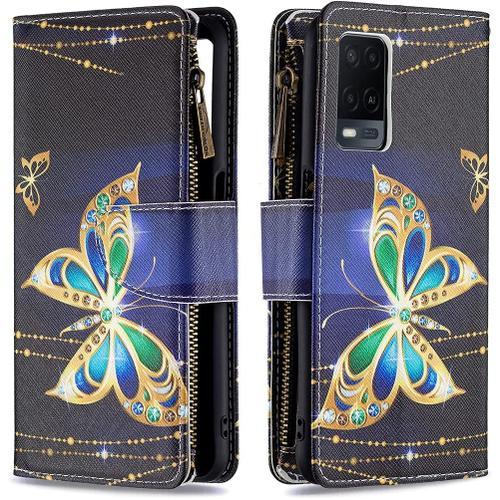 Portefeuille Cuir Pu Peint Mode Coque Pour Oppo A55 5g Etui Housse,... on Productcaster.