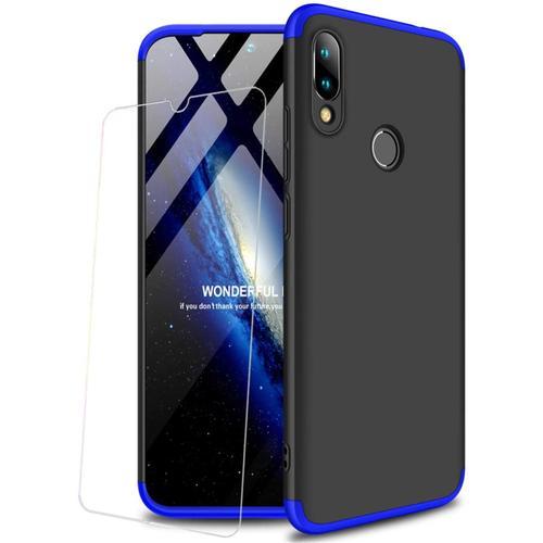 Compatible Coque Xiaomi Redmi 7 Bleu Noir +Film De Verre Trempé 360... on Productcaster.