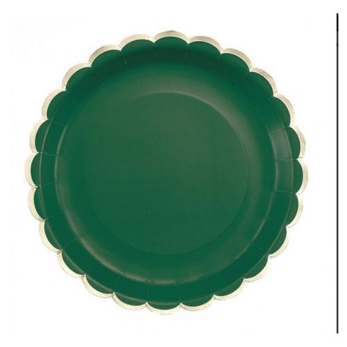 Assiettes Festonnees 23cm Vert Jungle Et Or on Productcaster.