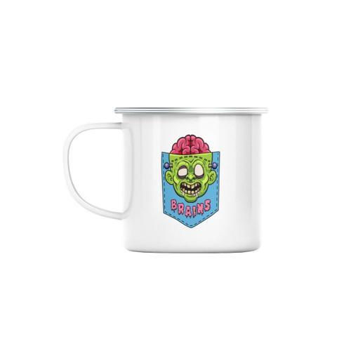 Mug En Métal Emaillé Zombie Brains Poche Surprise Halloween Dessin on Productcaster.