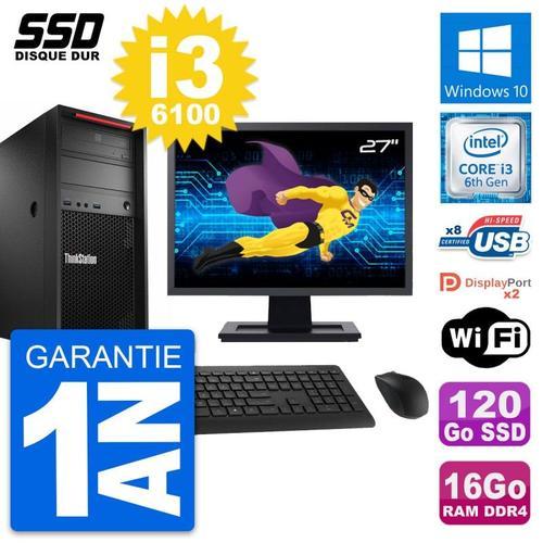 PC Tour Lenovo P320 MT Ecran 27" Core i3-6100 RAM 16Go SSD 120Go Wi... on Productcaster.