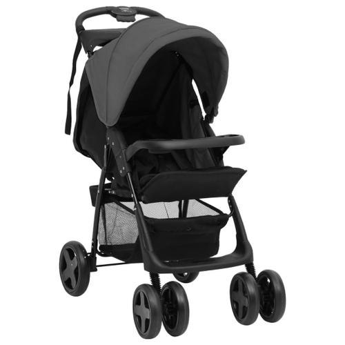 Vidaxl Poussette Pour Bébé 2-En-1 Gris Foncé Et Noir Acier on Productcaster.