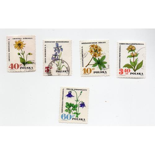 Pologne- Lot De 4 Timbres Oblitérés Et 1 Timbre Neuf- Fleurs on Productcaster.