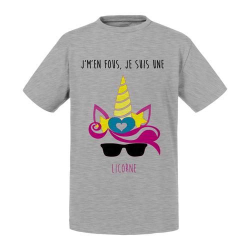 T-Shirt Enfant J'm'en Fous Je Suis Une Licorne Dessin Corne Oreille... on Productcaster.