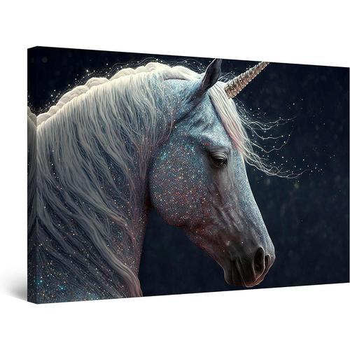 Impression sur Toile - Cheval Blanc Scintillant - Grande Tableau De... on Productcaster.