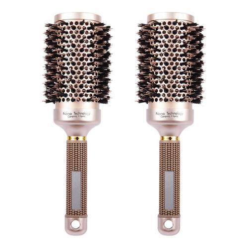 2x Round Brosse À Cheveux Barrel Avec Poils De Sanglier Simulés, Po... on Productcaster.