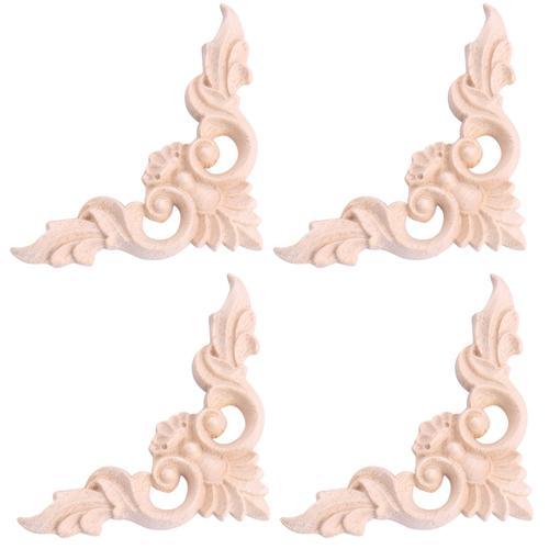 4Pcs 8 x 8Cm Bois Sculpté Coin Onlay Meubles DéCorations pour Appli... on Productcaster.