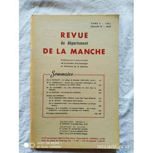 Revue Du Département De La Manche (Tome 3, Fascicule 10 - Avril 1961) on Productcaster.