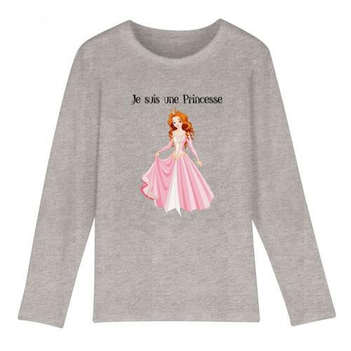 Tee Shirt Manches Longues Enfant Princesse Gris on Productcaster.