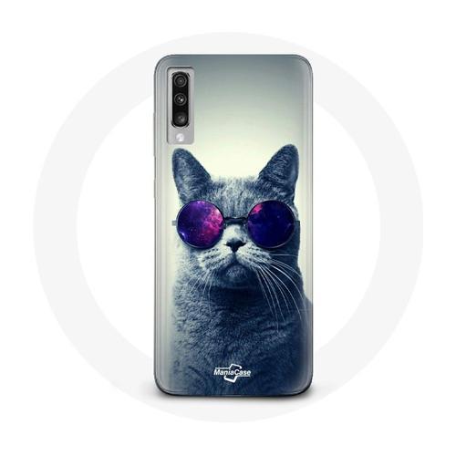 Coque Pour Samsung Galaxy A50 Chat Avec Lunettes Violettes on Productcaster.