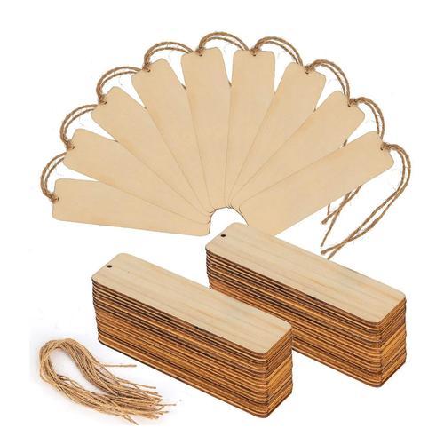 50 Pcs Wood Blank Bookmarks Unfinished Wooden Book Marks Hanging Ta... on Productcaster.