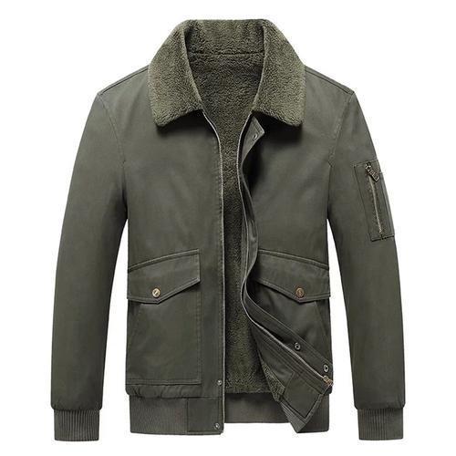 Veste Hommes Uni Aviateur Hiver Et Chaud De Plus De Velours En 100%... on Productcaster.