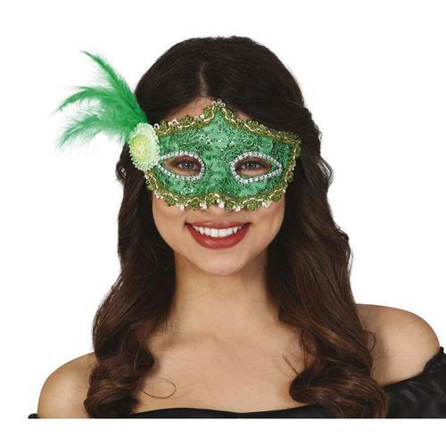 Masque Pour Les Yeux Vert Avec Plume on Productcaster.