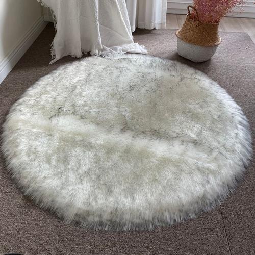 Tapis De Fourrure Rond Blanc Pour Chambre À Coucher,Tapis De Fourru... on Productcaster.