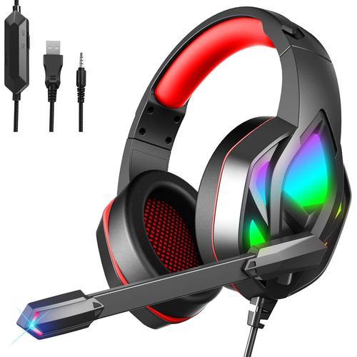 Casque de jeu pour PC Xbox One, casque supra-auriculaire avec lumiè... on Productcaster.