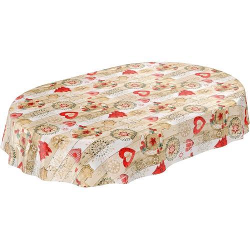 Nappe de Noël - En toile cirée - Lavable - De forme ovale - Rouge, ... on Productcaster.