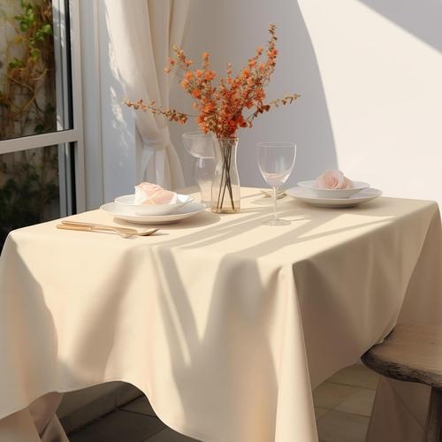 Nappe Élégante 140x300cm En Satin De Coton Beige Petites Couverture... on Productcaster.