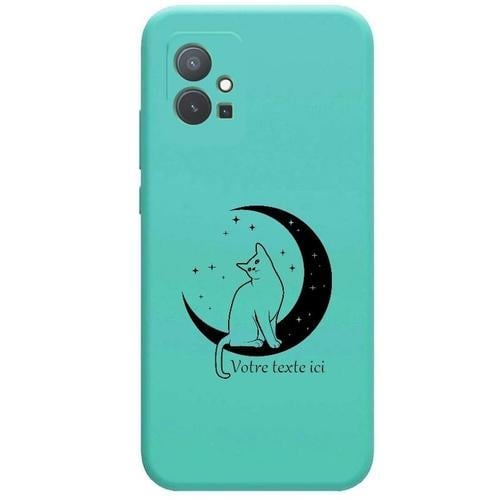 Coque Bleu Vert Turquoise Vivo Y55 Et Y75 Chat Lune on Productcaster.