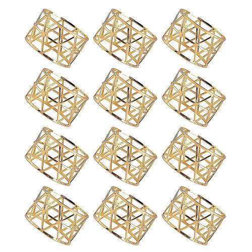 12PCS Gold Napkin Rings Napkin Buckle for Dining Anniversary Birthd... on Productcaster.