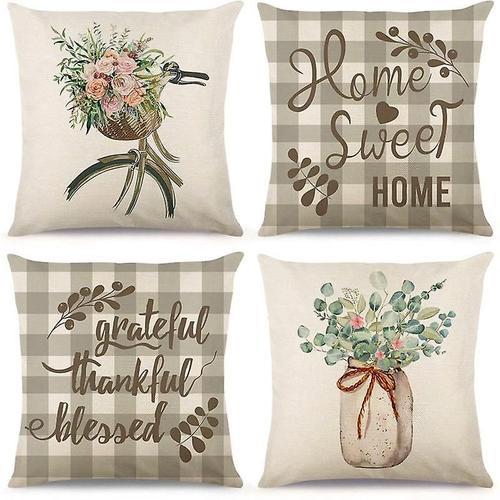 Spring Pillow Covers 18X18 Set Of 4 Spring Decorations Eucalyptus F... on Productcaster.