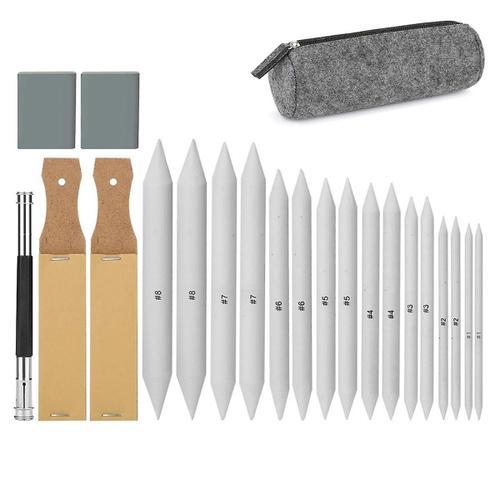 22 Pcs Sketch Drawing Tools, 16 Blending Stumps Set With 2 Sandpape... on Productcaster.