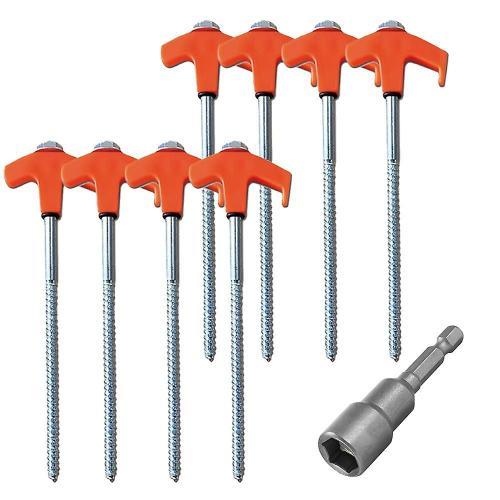 8pcs Screw In Tent Stakes With Hex Socket Heavy Duty Spiral Screw T... on Productcaster.