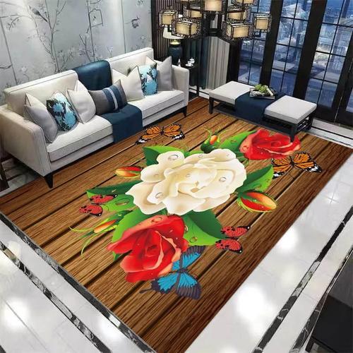 Tapis D'impression 3d De Fleurs Roses Pastorales,Porte D'entrée,Tap... on Productcaster.