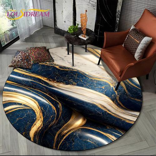 Tapis Rond Luxueux En Marbre De Couleur 3d,Vert,Bleu,Or,Pour Salon,... on Productcaster.