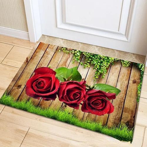 Tapis D'impression 3d De Fleurs Roses Pastorales,Porte D'entrée,Tap... on Productcaster.